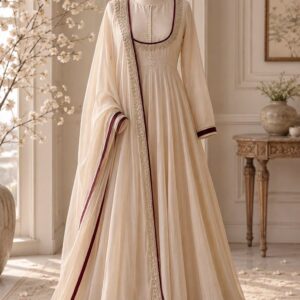 Ivory Anarkali Suit Set with Dupatta