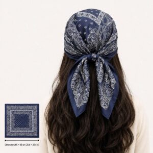 Blue Paisley Mulberry Silk Head Scarf