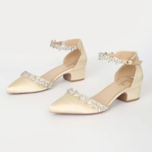 Lulus Shoes | New Lulus Champaign Satin Heeled Flats | Color: Gold/Silver