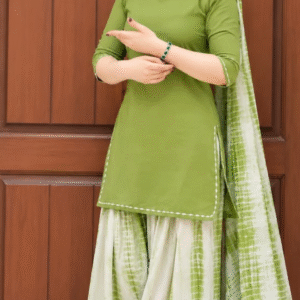 Green white Pakistani dress